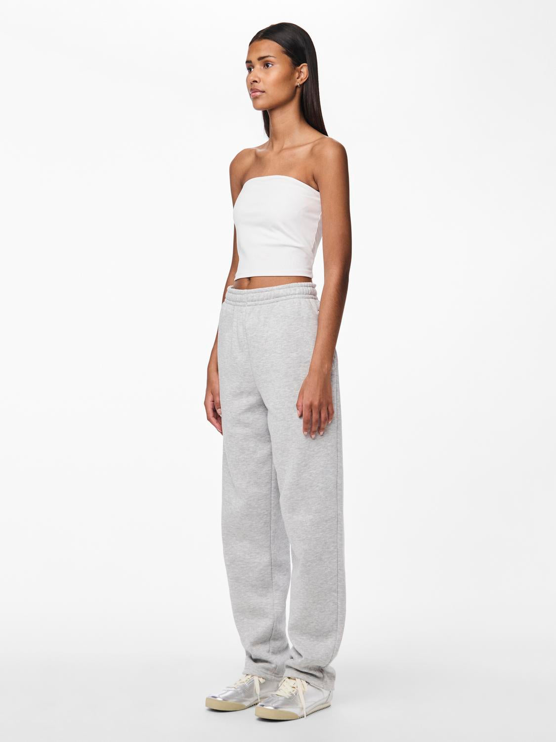 PCCHILLI Straight Pants - Light Grey Melange